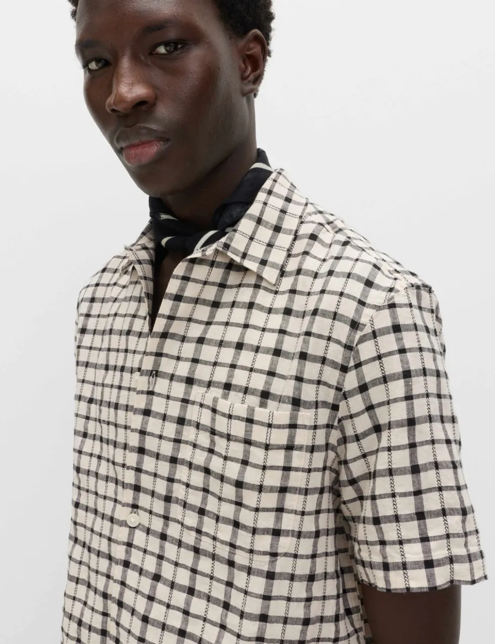 Linen Rich Check Short Sleeve Shirt
