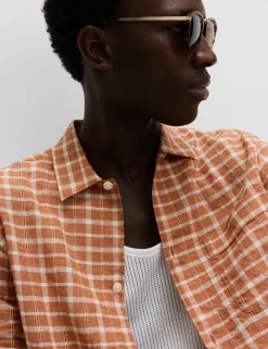 Linen Rich Check Short Sleeve Shirt