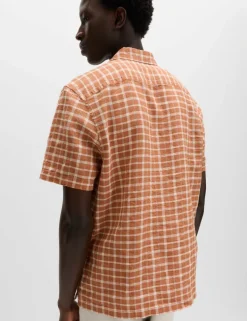 Linen Rich Check Short Sleeve Shirt