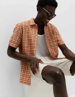 Linen Rich Check Short Sleeve Shirt