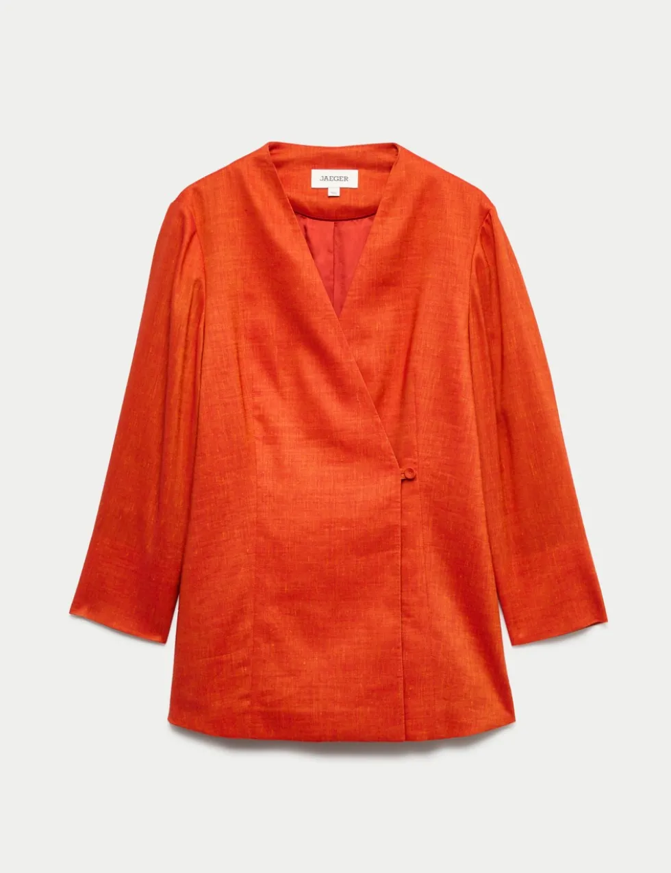 Linen Rich Colarless Longline Jacket