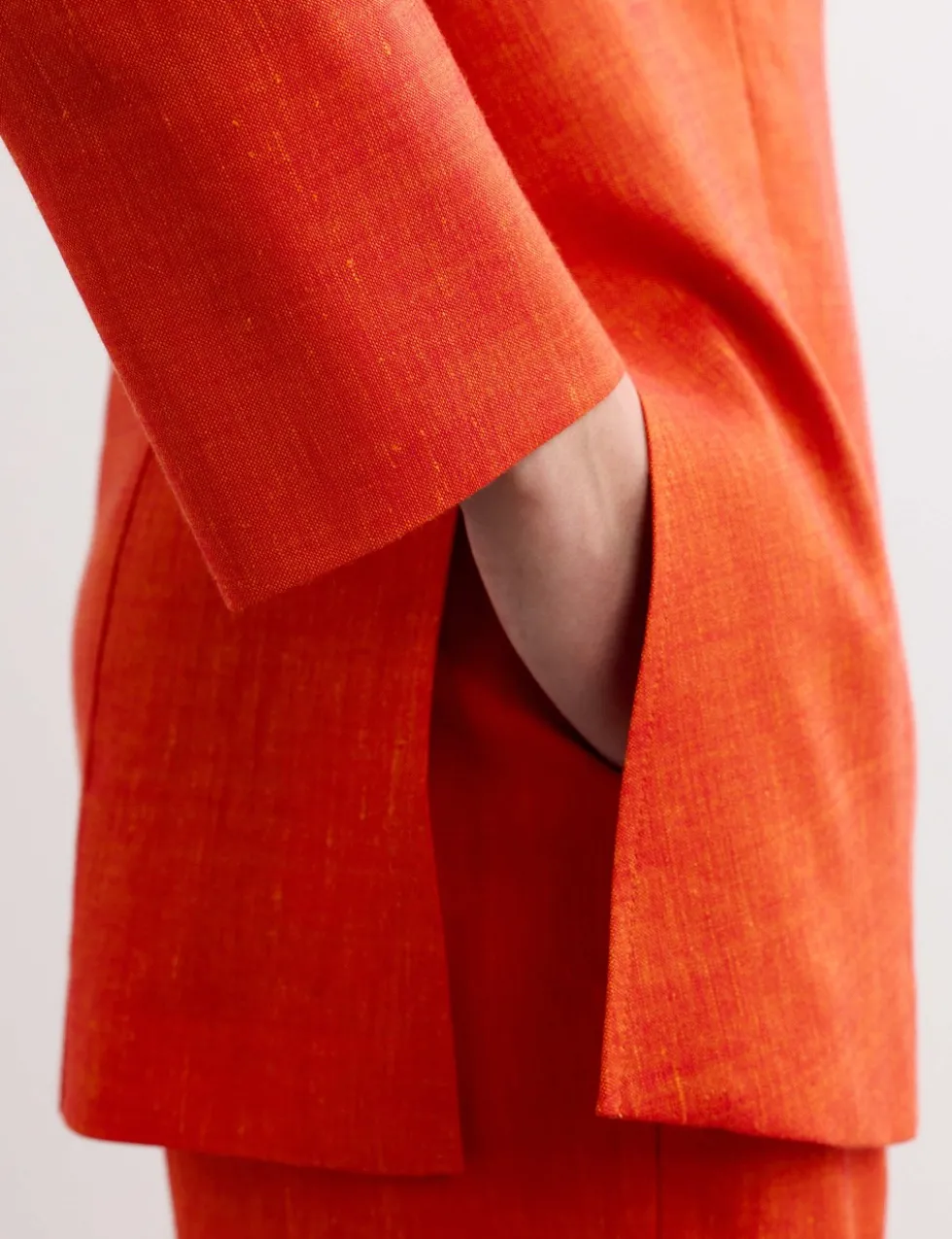 Linen Rich Colarless Longline Jacket