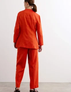 Linen Rich Colarless Longline Jacket