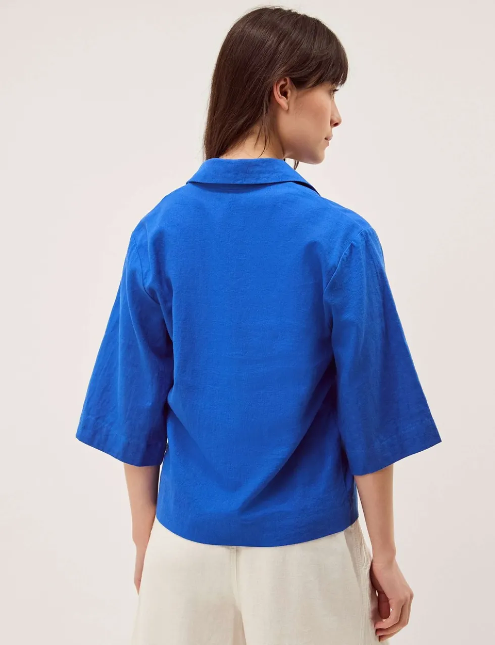 Linen Rich Collared Button Detail Shirt