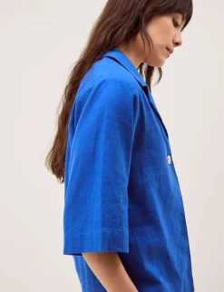 Linen Rich Collared Button Detail Shirt