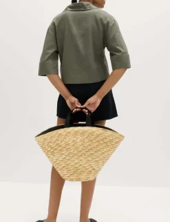 Linen Rich Collared Crop Top