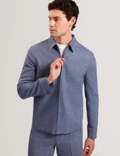 Linen Rich Collared Harrington Jacket