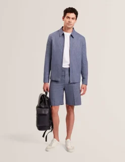 Linen Rich Collared Harrington Jacket