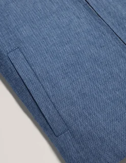 Linen Rich Collared Harrington Jacket