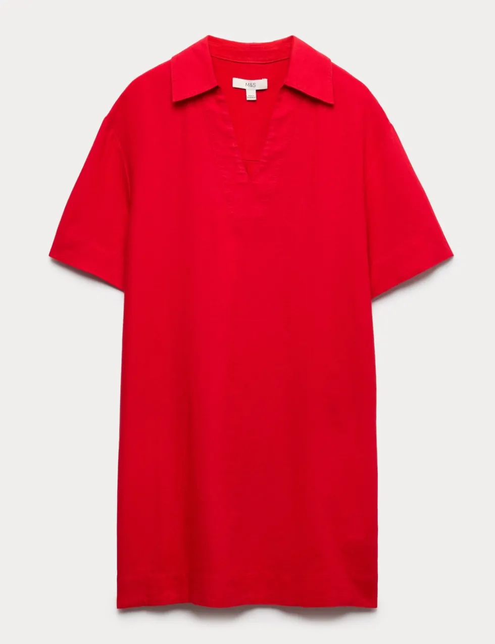 Linen Rich Collared Mini Shift Dress