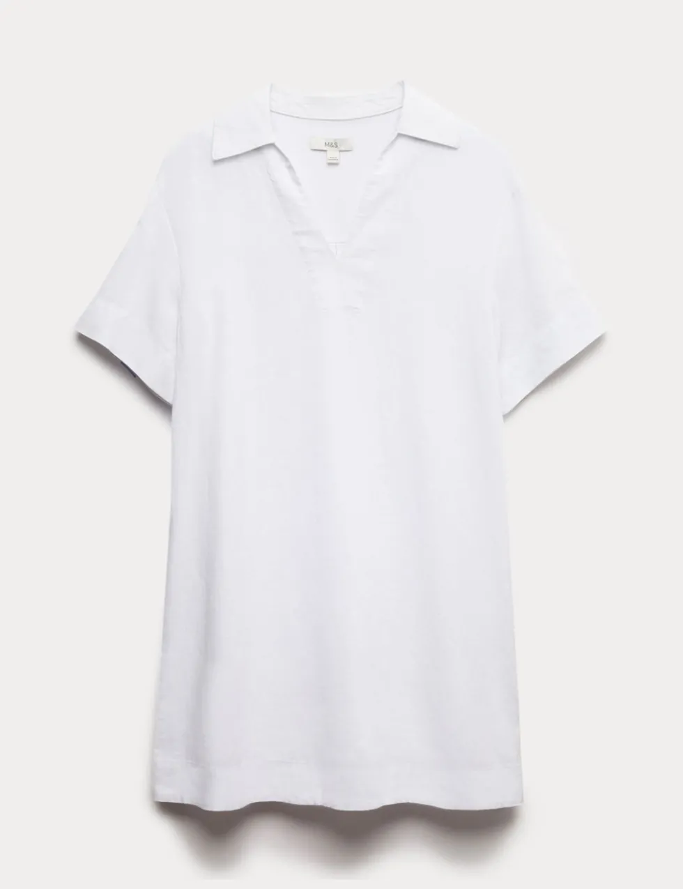 Linen Rich Collared Mini Shift Dress