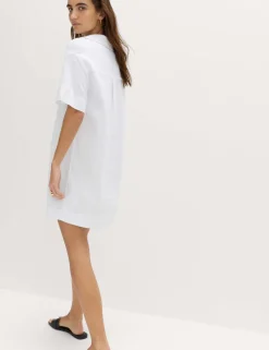 Linen Rich Collared Mini Shift Dress