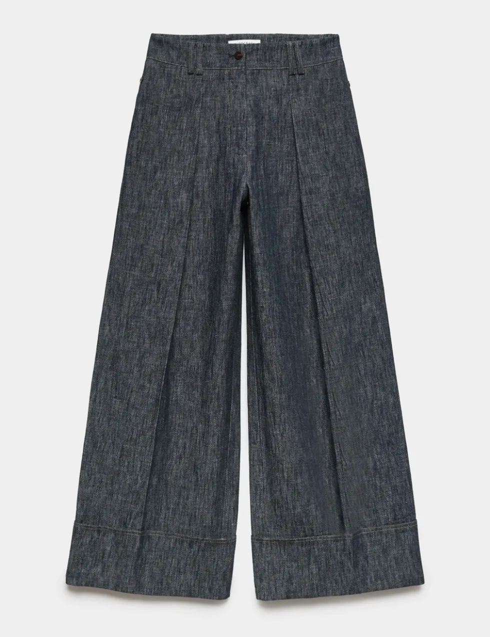Linen Rich Cuffed Wide Leg Trousers