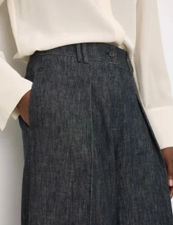 Linen Rich Cuffed Wide Leg Trousers