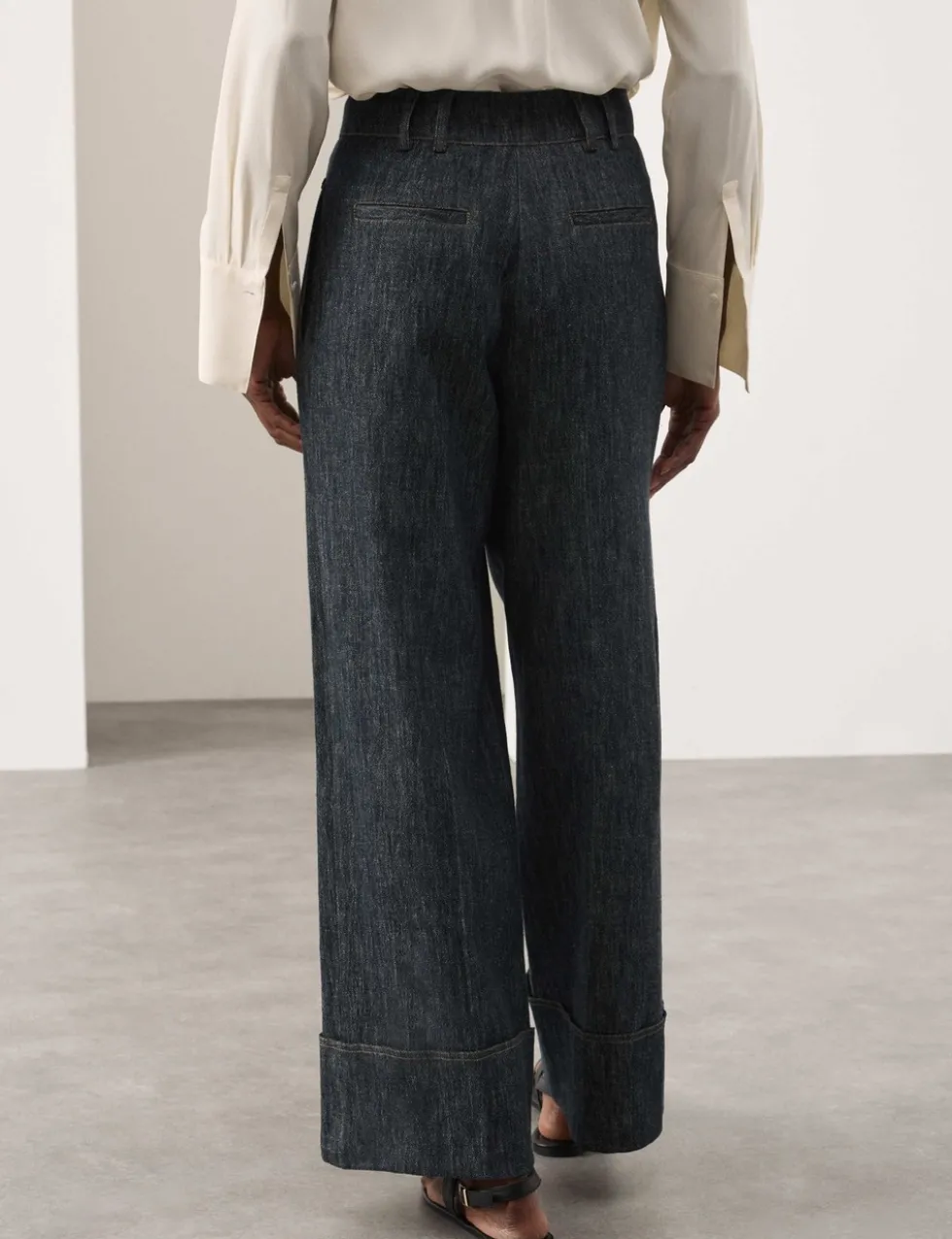 Linen Rich Cuffed Wide Leg Trousers