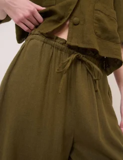 Linen Rich Drawstring Straight Leg Trousers