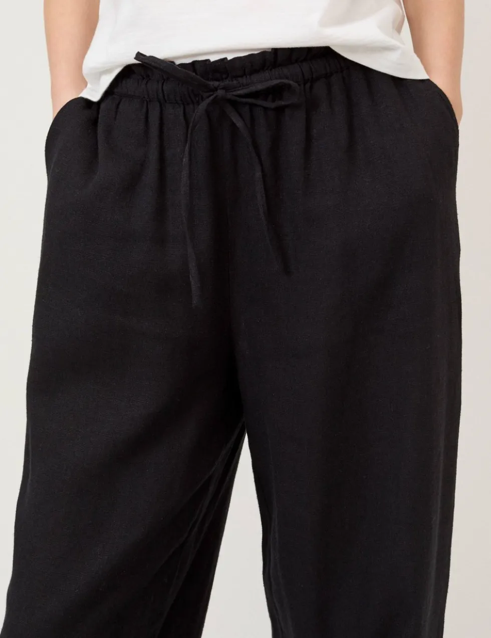 Linen Rich Drawstring Straight Leg Trousers