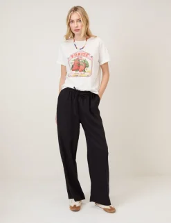 Linen Rich Drawstring Straight Leg Trousers