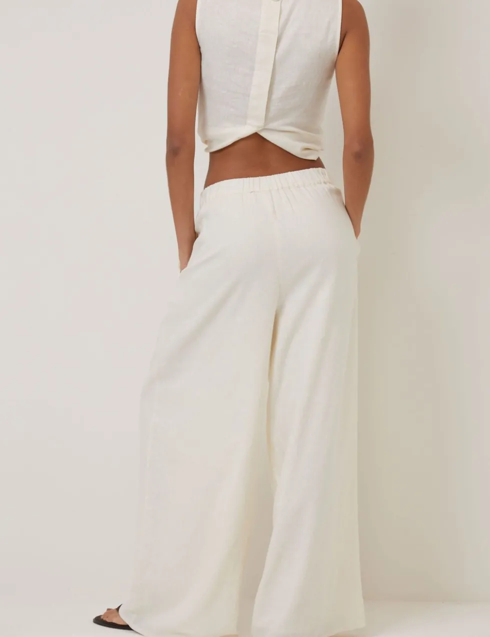 Linen Rich Drawstring Straight Leg Trousers