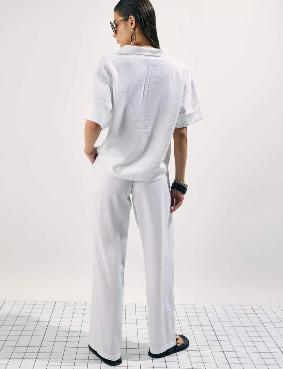 Linen Rich Drawstring Tapered Trousers