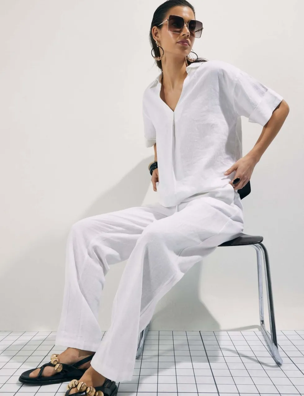 Linen Rich Drawstring Tapered Trousers