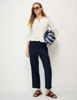 Linen Rich Drawstring Tapered Trousers