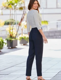 Linen Rich Drawstring Tapered Trousers