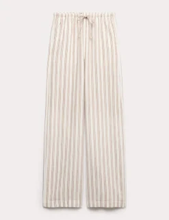 Linen Rich Drawstring Wide Leg Trousers