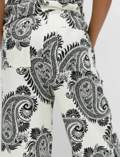 Linen Rich Drawstring Wide Leg Trousers