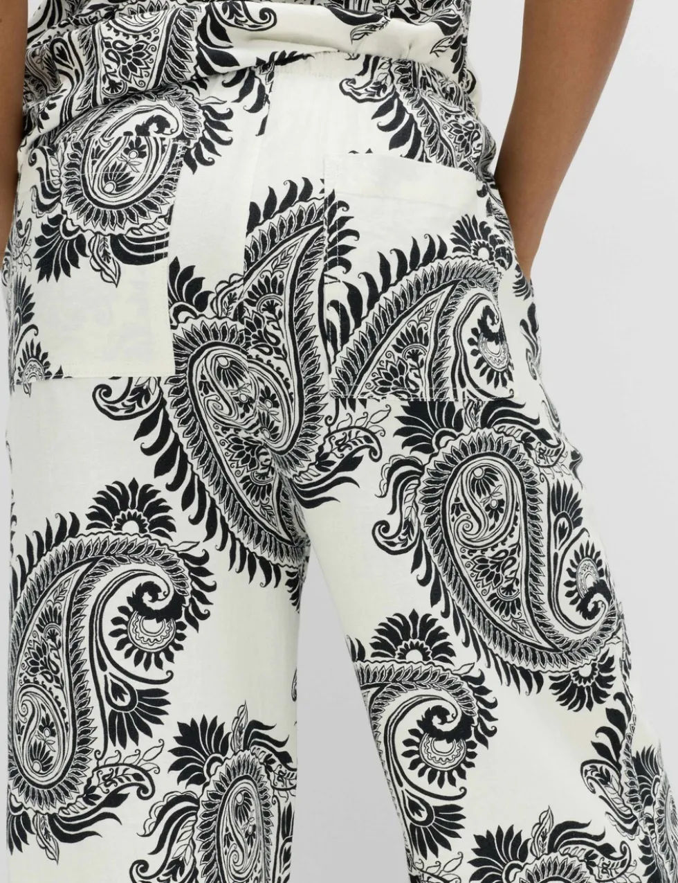 Linen Rich Drawstring Wide Leg Trousers