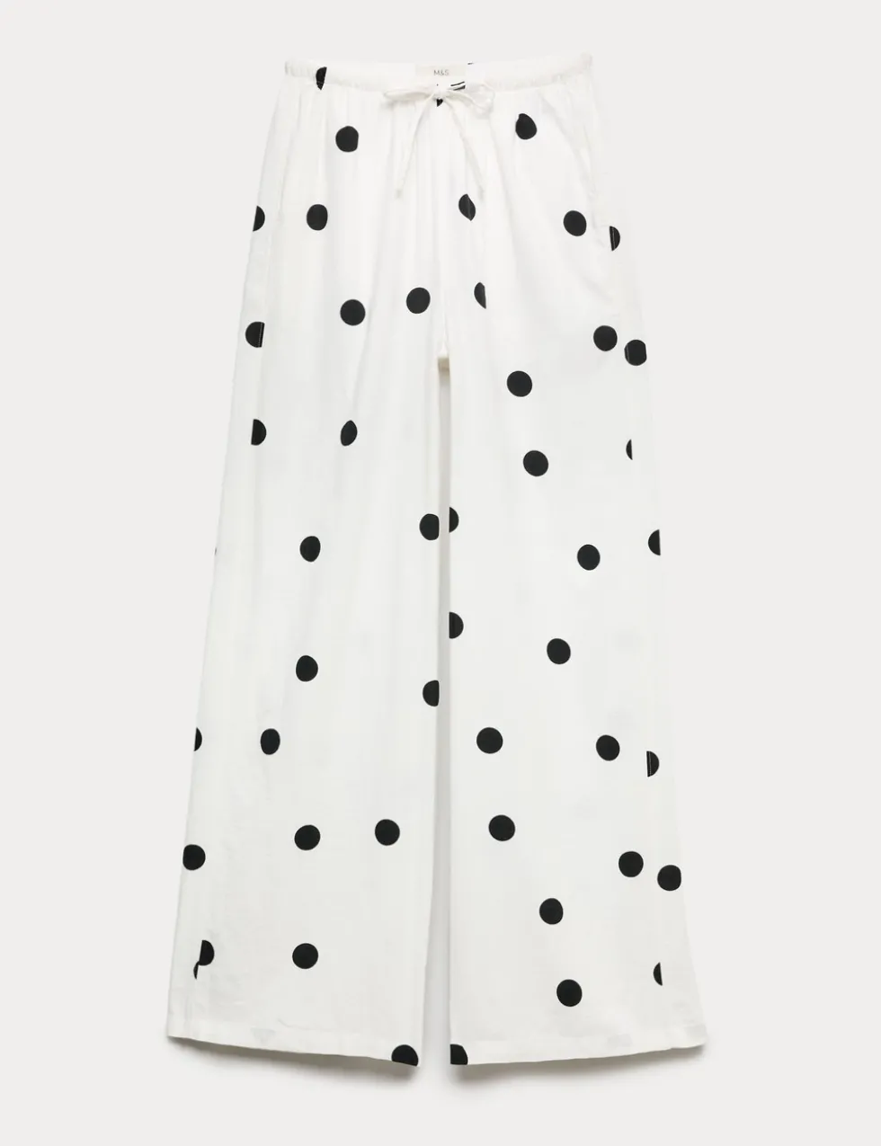 Linen Rich Drawstring Wide Leg Trousers