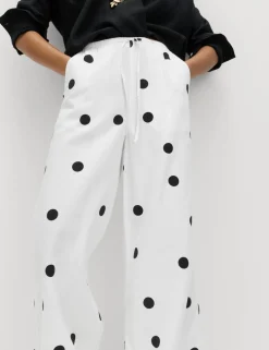 Linen Rich Drawstring Wide Leg Trousers