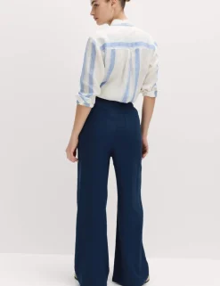 Linen Rich Drawstring Wide Leg Trousers