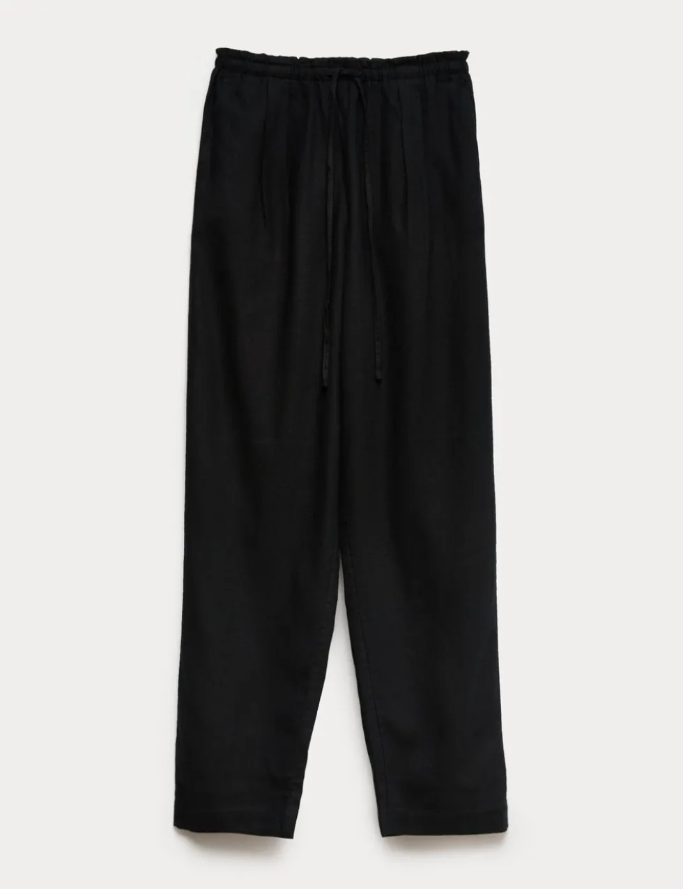 Linen Rich Elasticated Waist Tapered Trousers