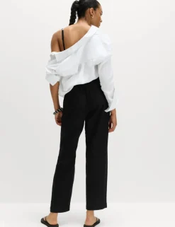 Linen Rich Elasticated Waist Tapered Trousers
