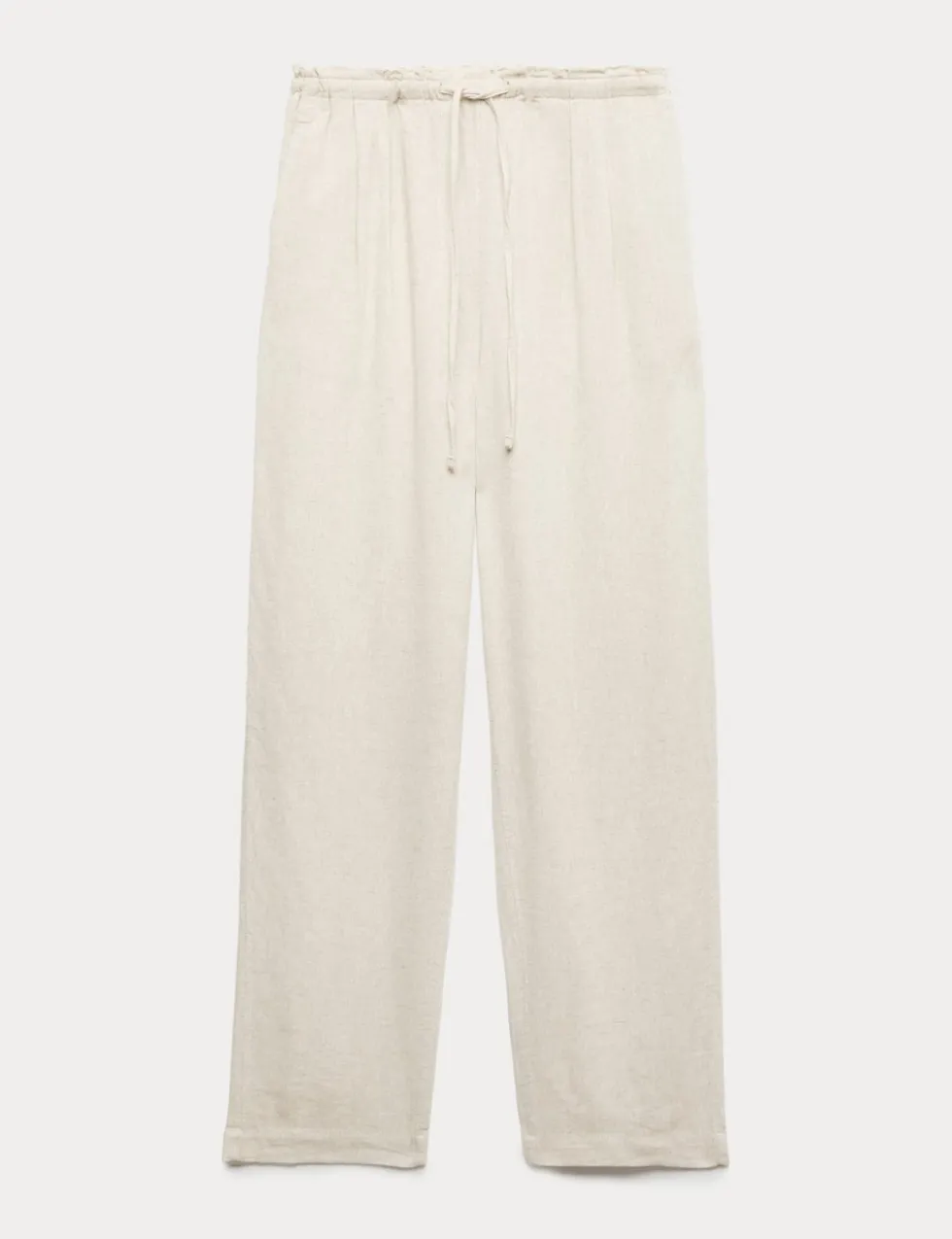 Linen Rich Elasticated Waist Tapered Trousers