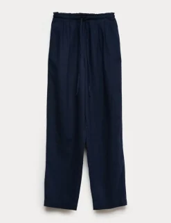 Linen Rich Elasticated Waist Tapered Trousers