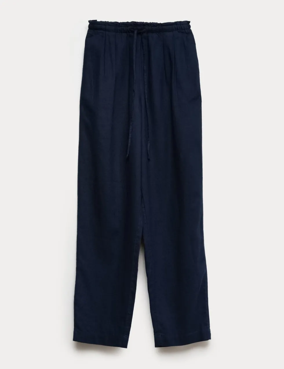 Linen Rich Elasticated Waist Tapered Trousers