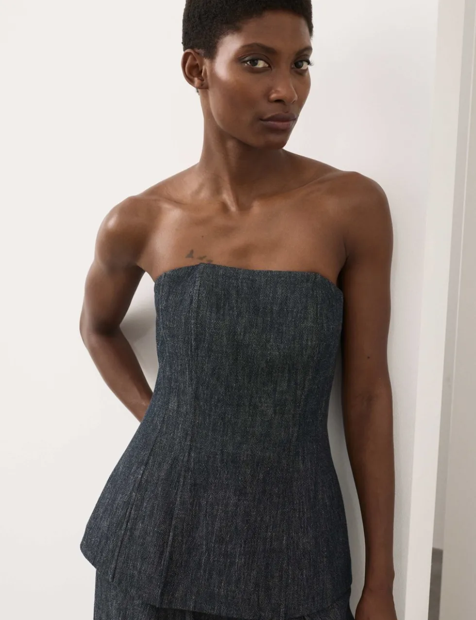 Linen Rich Fitted Bandeau Top
