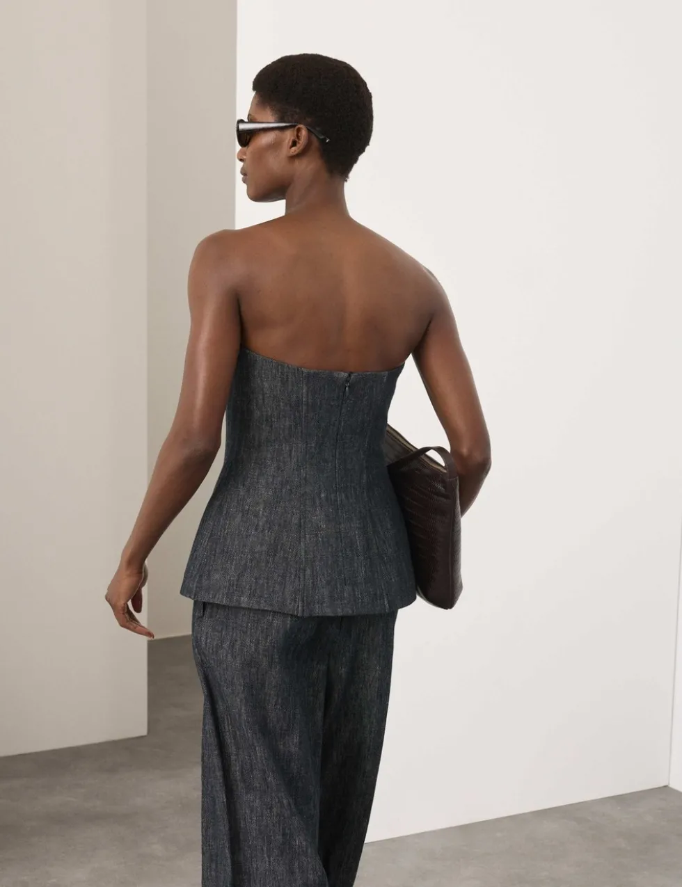 Linen Rich Fitted Bandeau Top