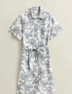 Linen Rich Floral Midi Shirt Dress