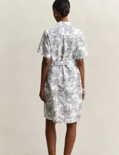Linen Rich Floral Midi Shirt Dress