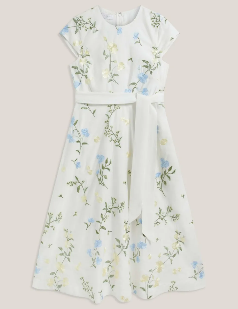 Linen Rich Floral Midi Waisted Dress