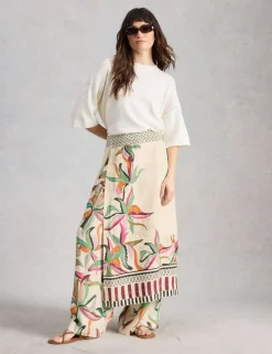 Linen Rich Floral Midi Wrap Skirt