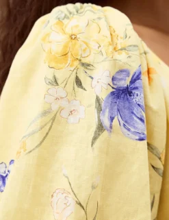 Linen Rich Floral Scoop Neck Midaxi Dress