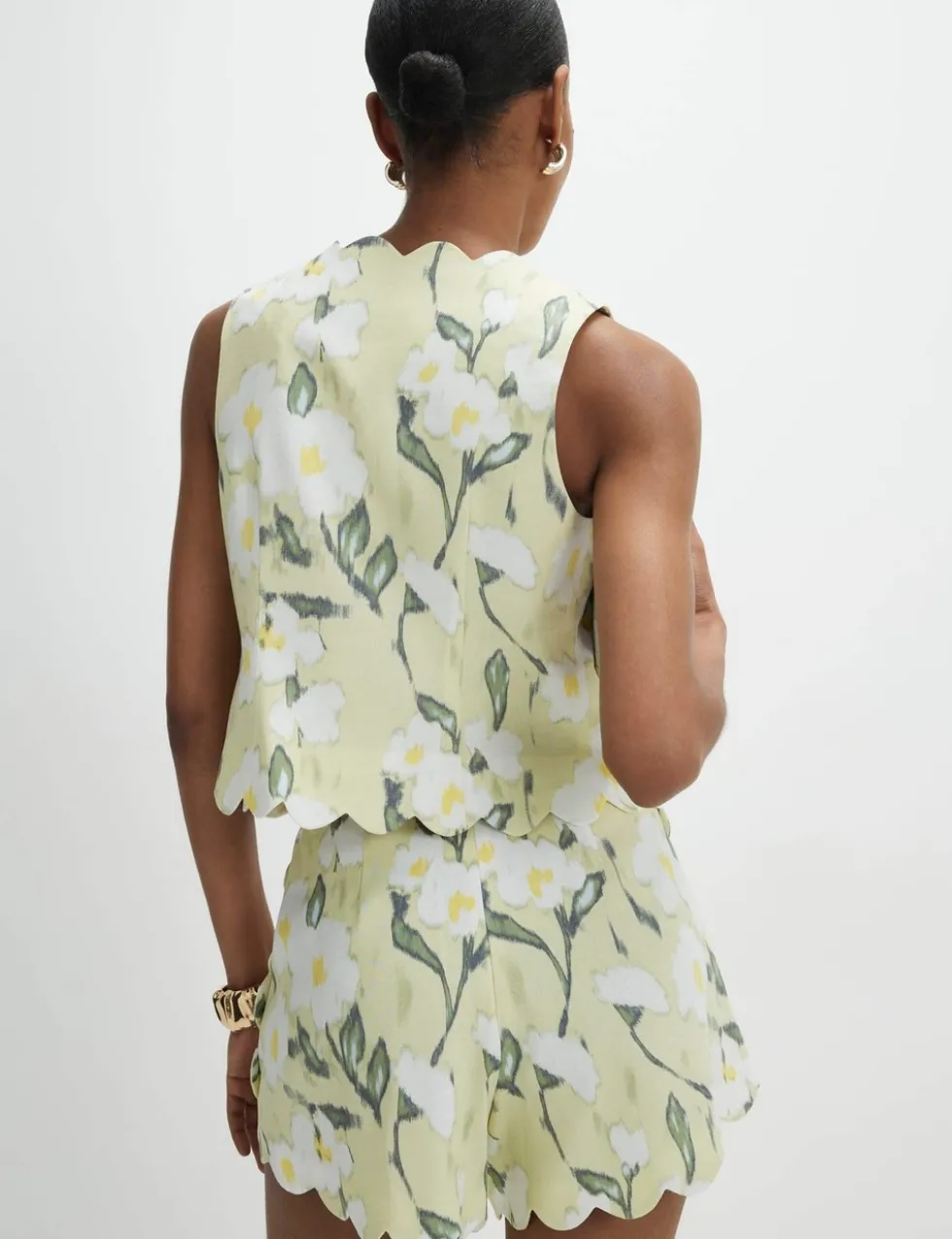 Linen Rich Floral Single Breasted Waistcoat