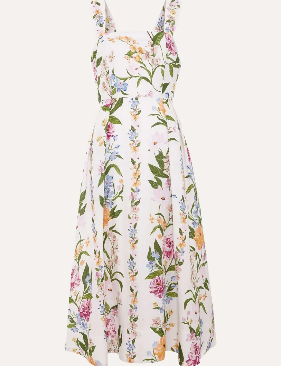 Linen Rich Floral Square Neck Skater Dress