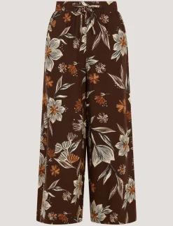 Linen Rich Floral Straight Leg Cropped Trousers