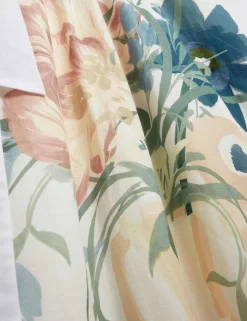 Linen Rich Floral Tie Waist Midi Dress