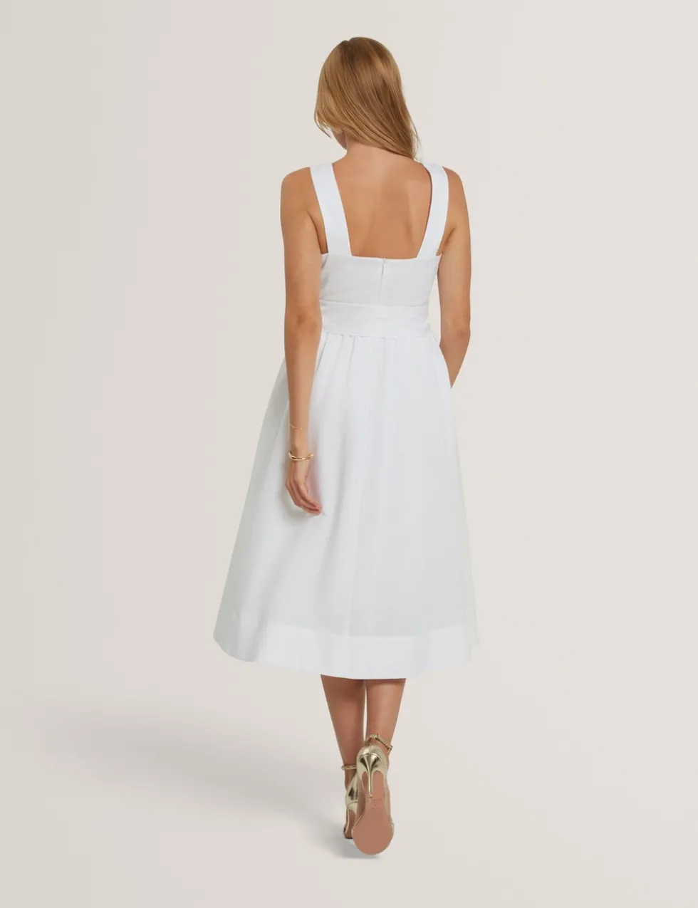 Linen Rich Floral Tie Waist Midi Dress